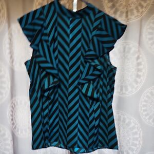 Worthington Black and Blue Striped Blouse